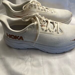 Hoka Cream and White Athletic Sneakers